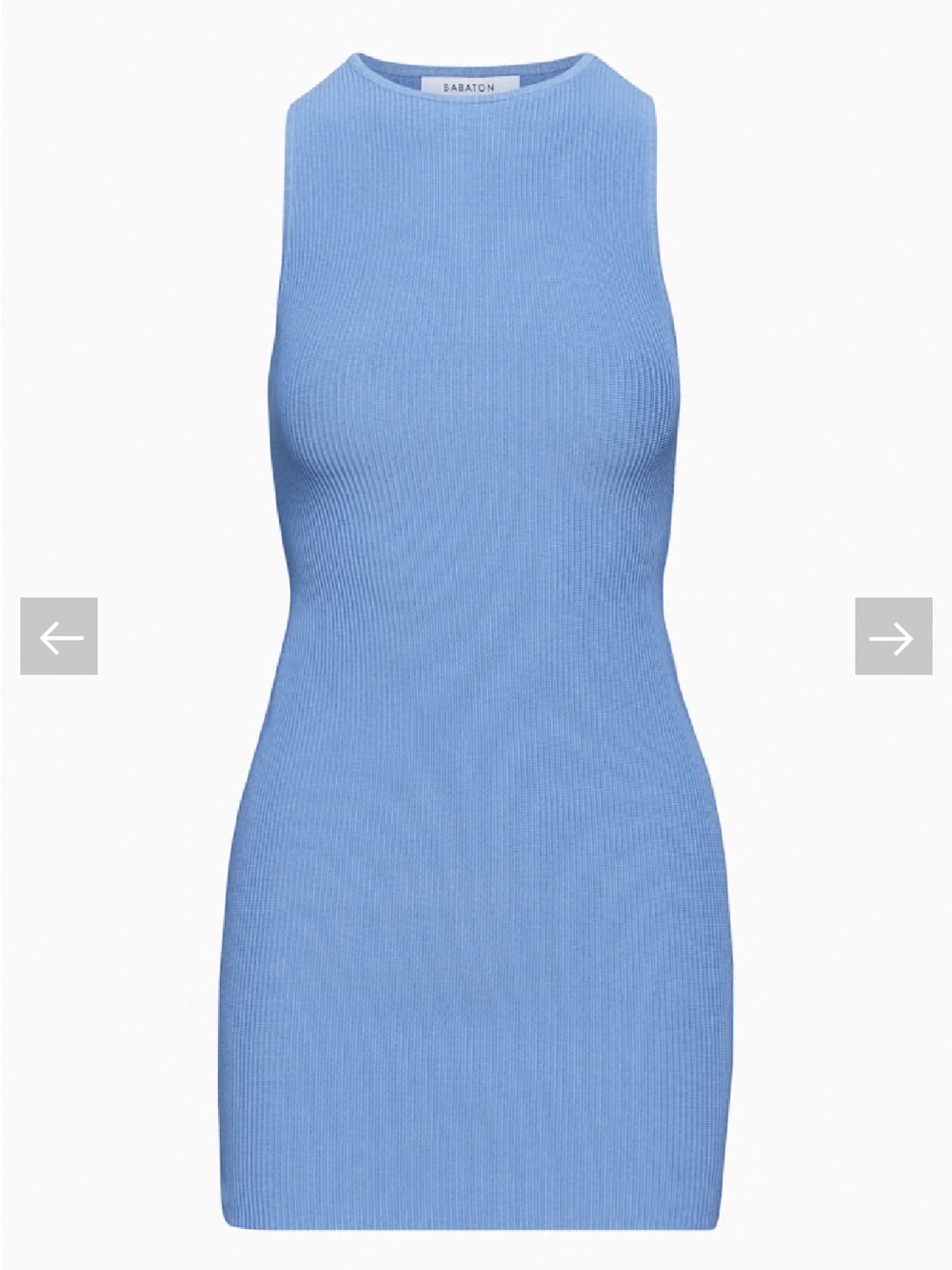 Aritzia Babaton Sculpt Knit Racer Mini Dress Blue